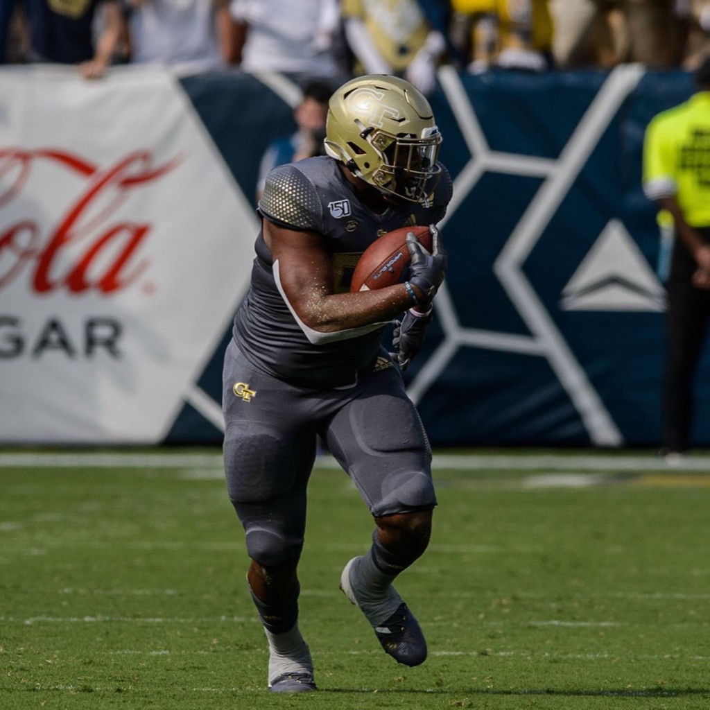 Antwan Owens in Georgia Tech uniform running with the football